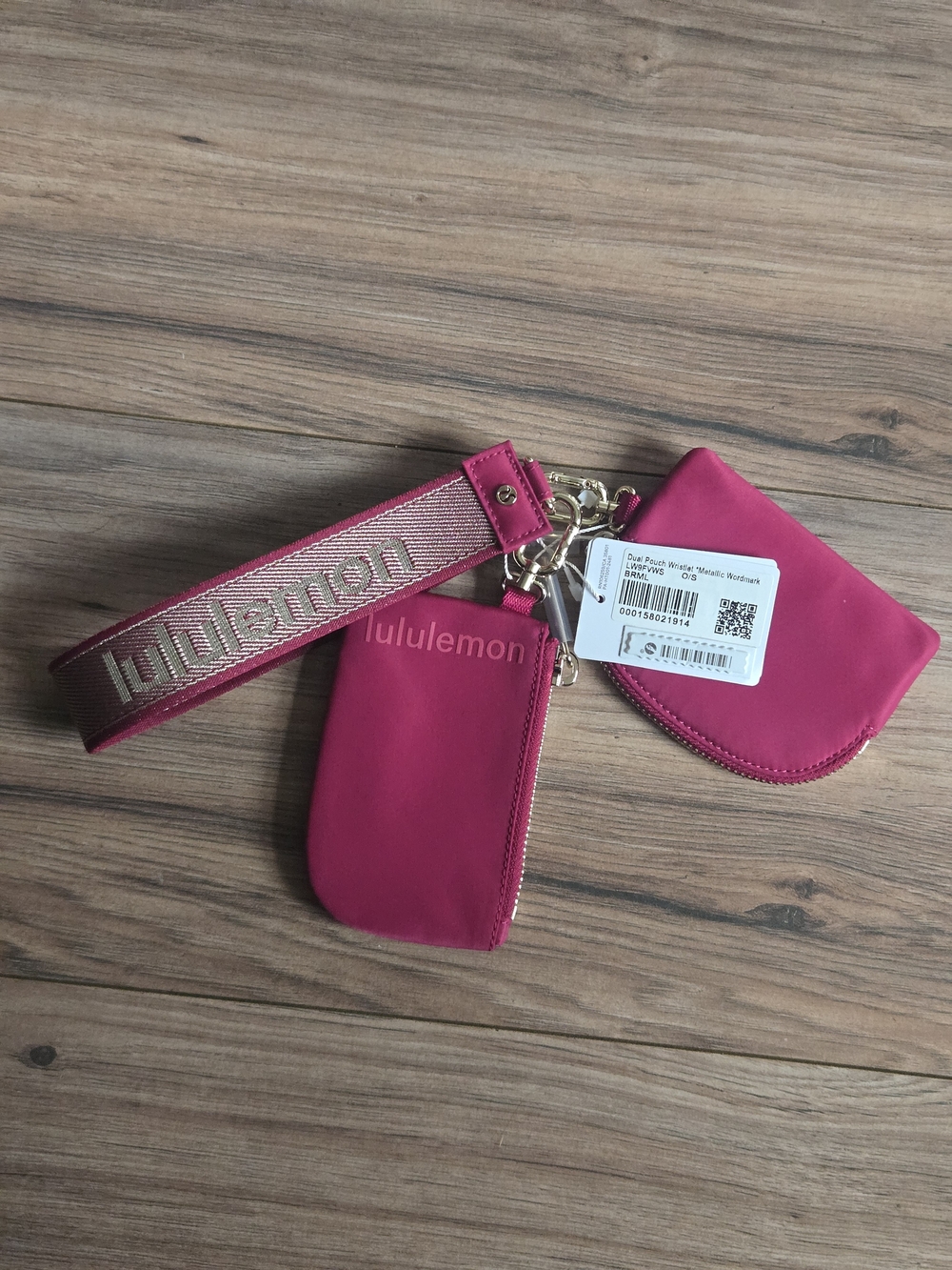 lululemon  Wristlet Key and Card Holder Set Berry Rumble